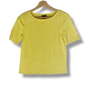 Talbots Cotton/Rayon Short Sleeve Round Neck Yellow Knit Pullover Sz MP